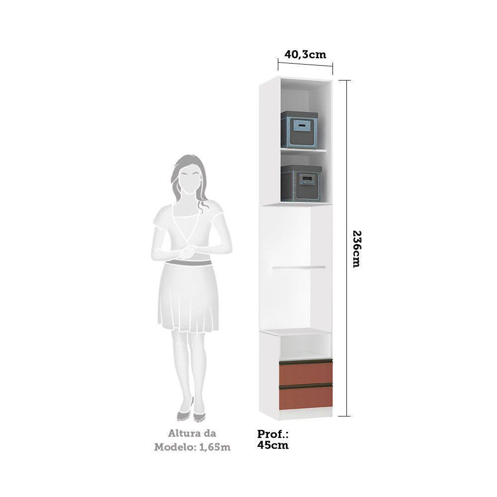 Mesa De Cabeceira Lado 1 Porta 2 Gavetas Branco C/Gaia - 4