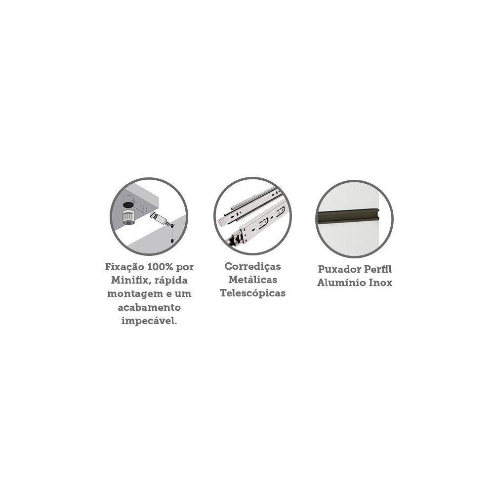 Mesa De Cabeceira 3 Gavetas 40cm Branco C/Branco Mat - 3