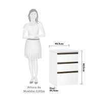 Mesa De Cabeceira 3 Gavetas 40cm Branco C/Branco Mat - 4