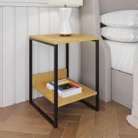 Mesa Cabeceira Industrial Canela Tókio Base Ferro Preto Cor: Canela - 1