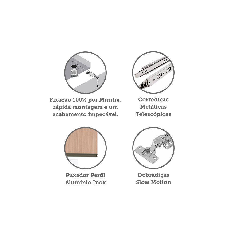 Mesa De Cabeceira Lado Esquerdo 1 Porta 2 Gavetas Branco - 3