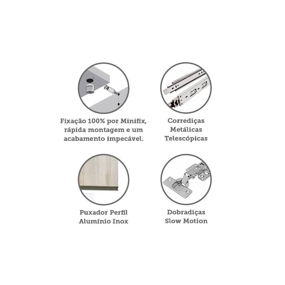 Mesa De Cabeceira Lado Esquerdo 1 Porta 2 Gavetas Branco - 3