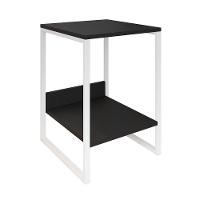 Mesa Cabeceira Industrial Lateral De Cama Preta Tókio Base Ferro Branco Cor: Preto - 3