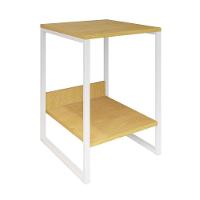 Mesa Cabeceira Industrial Lateral De Cama Canela Tókio Base Ferro Branco - 7