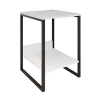 Mesa Cabeceira Industrial Branca Tókio Base Ferro Preto - 3