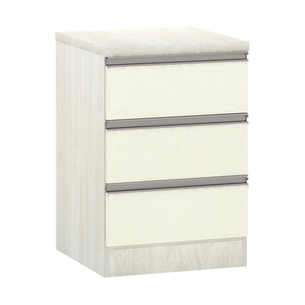 Mesa De Cabeceira 3 Gavetas 40Cm Estrutura Legno Crema Prime - 1