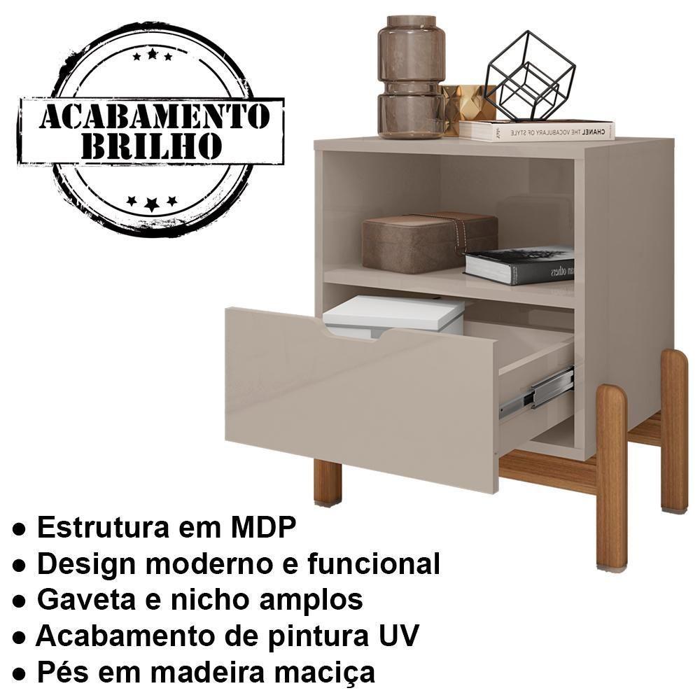 Kit 2 Mesas De Cabeceira 1 Gaveta 004015 Off White Dcasa Off White - 6