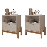 Kit 2 Mesas De Cabeceira 1 Gaveta 004015 Off White Dcasa Off White - 8