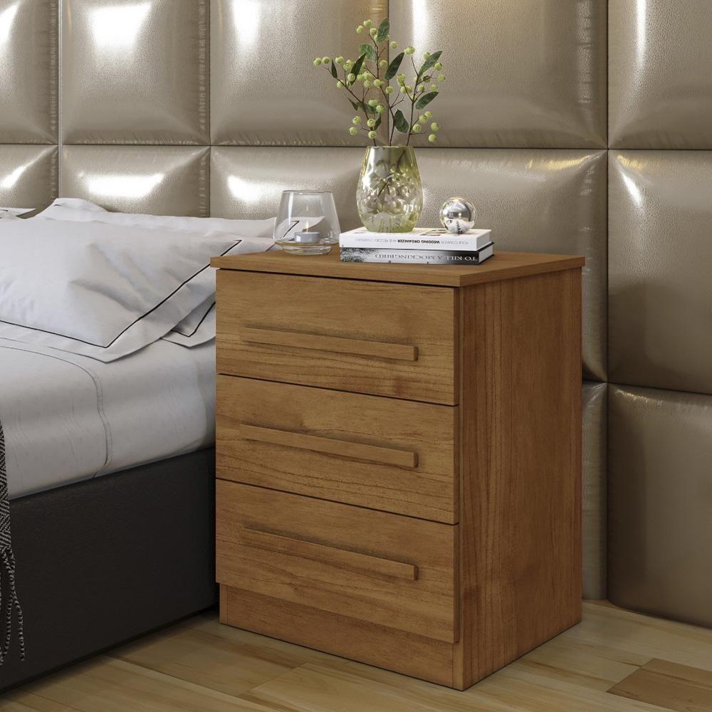 Conjunto 2 Mesas De Cabeceira Império Quarto Com 3 Gavetas Cinamomo Cinamomo - 4