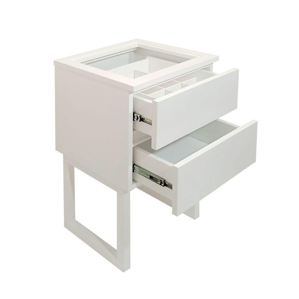 Mesa De Cabeceira Lateral De Apoio Penteadeira Branco Laca - 4