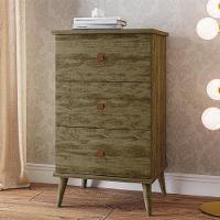 Conjunto 2 Mesa De Cabeceira Ravi 3 Gavetas Pés De Madeira Amendoa Amendoa - 5