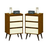 Kit De 2 Mesas De Cabeceira Retrô Freijo Off White - 1