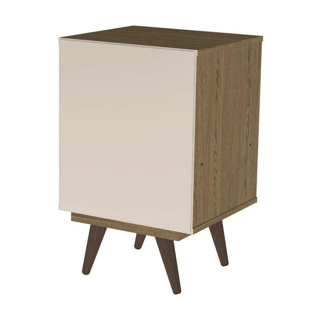 Mesa Cabeceira Retro Plus Carvalho Branco Mdf/mdp 42cm Olivar - Cor: Branco - 4