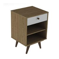 Mesa Cabeceira Retro Plus Carvalho Branco Mdf/mdp 42cm Olivar - Cor: Branco - 1