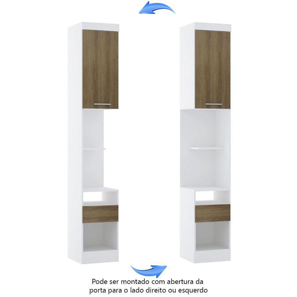 Mesa De Cabeceira Alta 38cm 1 Porta E 1 Gaveta Alpes Luciane Móveis Branco Pf Com Avelã Pf - 5
