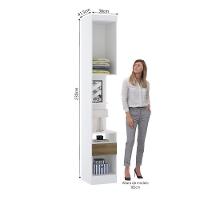 Mesa De Cabeceira Alta 38cm 1 Porta E 1 Gaveta Alpes Luciane Móveis Branco Pf Com Avelã Pf - 6