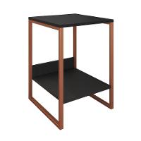 Mesa Cabeceira Lateral De Cama Industrial Preta Tókio Base Cobre - 3