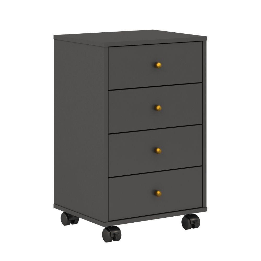 Conjunto 2 Mesas De Cabeceira 4 Gavetas James Amendola Grafito - 1