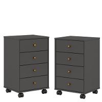 Conjunto 2 Mesas De Cabeceira 4 Gavetas James Amendola Grafito