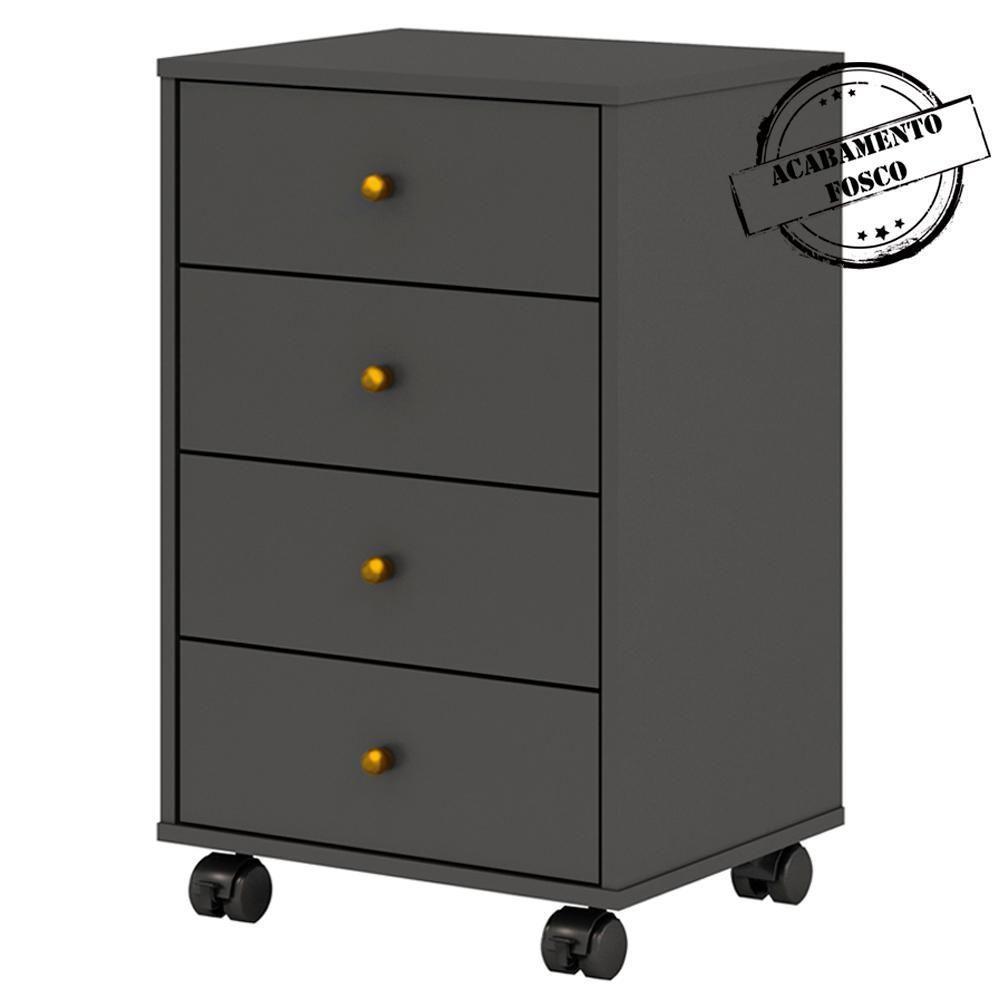 Kit Com 02 Mesa De Cabeceira Presence 9070 Grafite Grafite - 5