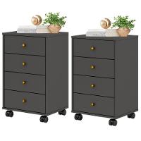 Kit Com 02 Mesa De Cabeceira Presence 9070 Grafite Grafite - 1