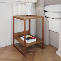 Mesa Cabeceira Lateral De Cama Industrial Amêndoa Tókio Base Cobre Cor: Amendoa - 1