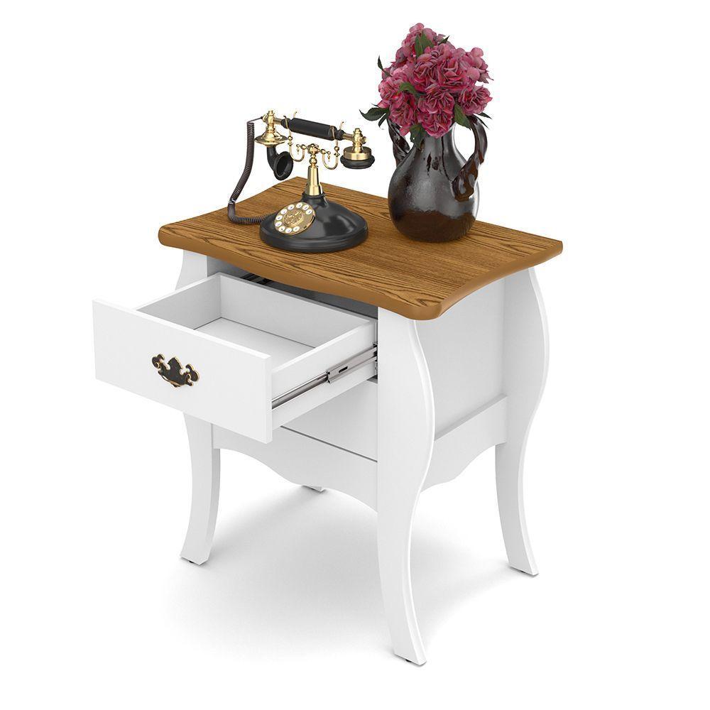 Mesa De Cabeceira Grande 2 Gavetas Estilo Classico Retro - 4