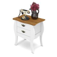 Mesa De Cabeceira Grande 2 Gavetas Estilo Classico Retro - 1