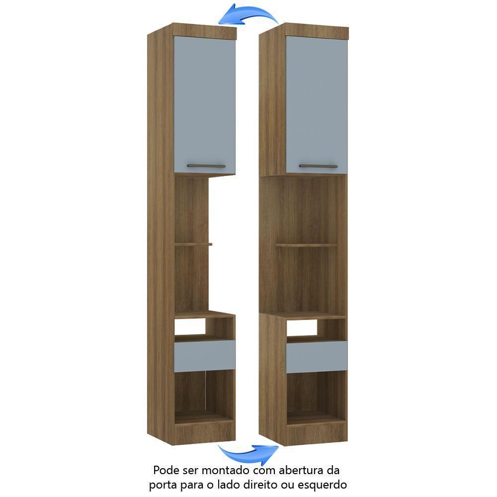 Mesa De Cabeceira Alta 38cm 1 Porta E 1 Gaveta Paris Luciane Móveis Avelã Pf Com Grey Sky Pf - 6