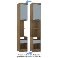 Mesa De Cabeceira Alta 38cm 1 Porta E 1 Gaveta Paris Luciane Móveis Avelã Pf Com Grey Sky Pf - 10