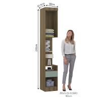 Mesa De Cabeceira Alta 38cm 1 Porta E 1 Gaveta Paris Luciane Móveis Avelã Pf Com Verde Pf - 5