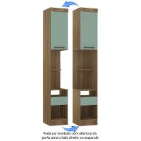 Mesa De Cabeceira Alta 38cm 1 Porta E 1 Gaveta Paris Luciane Móveis Avelã Pf Com Verde Pf - 8