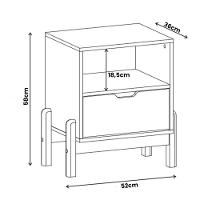Mesa De Cabeceira 1 Gaveta Pés Madeira Maciça Branco