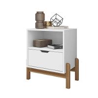 Mesa De Cabeceira 1 Gaveta Pés Madeira Maciça Branco - 5