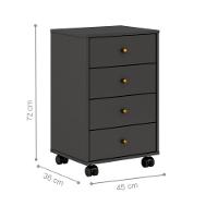 Mesa De Cabeceira 4 Gavetas Selte Amendola Grafito - 2