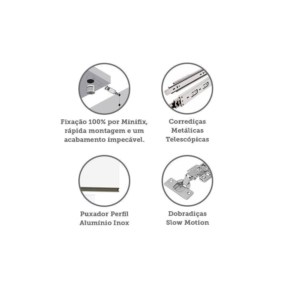 Mesa De Cabeceira Lado 1 Porta 2 Gavetas Branco C/Branco - 3