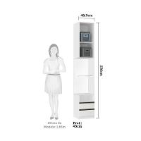 Mesa De Cabeceira Lado 1 Porta 2 Gavetas Branco C/Branco - 4