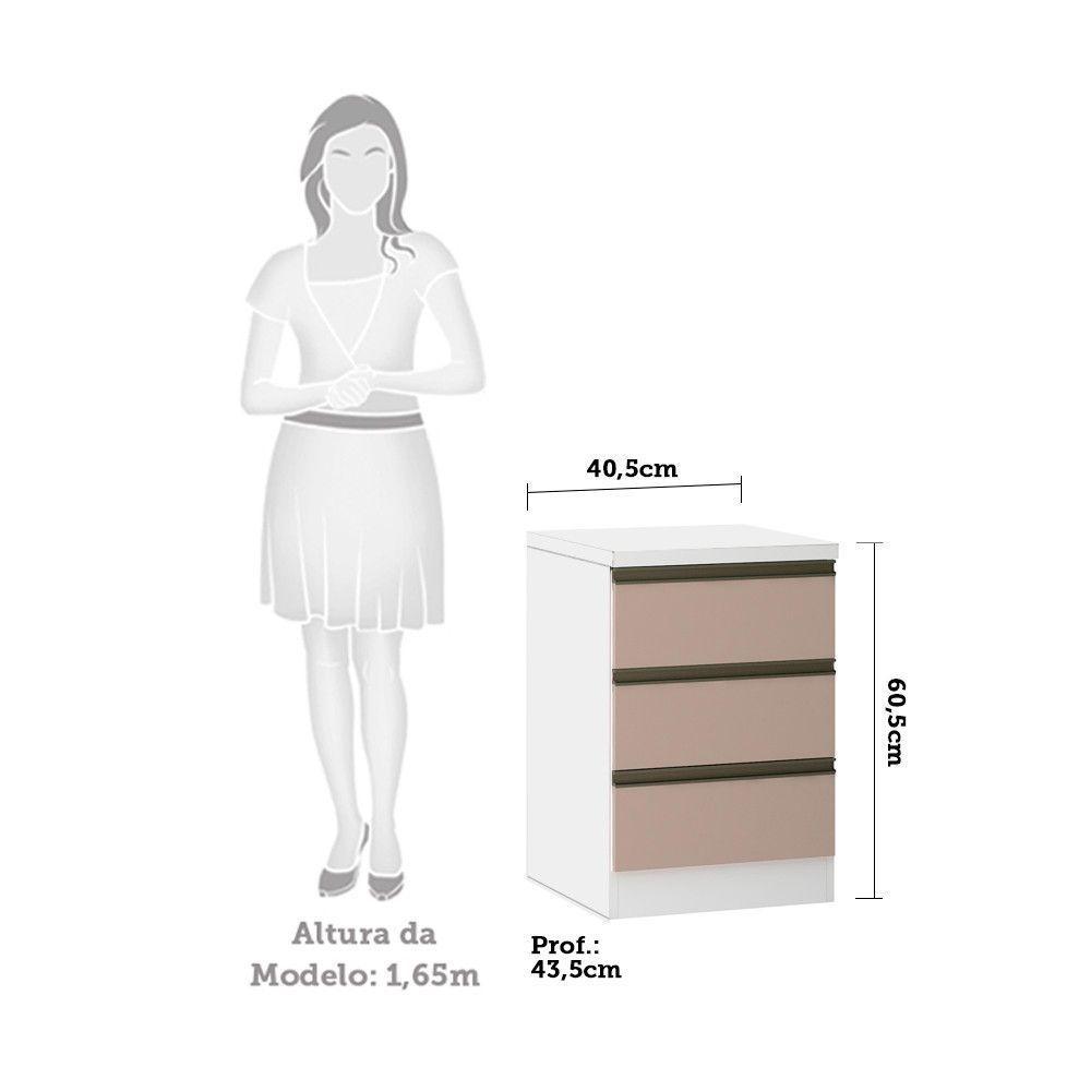 Mesa De Cabeceira 3 Gavetas 40cm Branco C/Connect - 4
