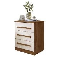 Mesa De Cabeceira Império Quarto Com 3 Gavetas Cinamomo/off White Cinamomo/off White - 1