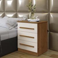Mesa De Cabeceira Império Quarto Com 3 Gavetas Cinamomo/off White Cinamomo/off White