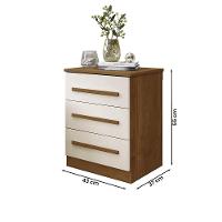 Mesa De Cabeceira Império Quarto Com 3 Gavetas Cinamomo/off White Cinamomo/off White - 5