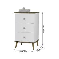 Conjunto 2 Mesa De Cabeceira Ravi 3 Gavetas Pés De Madeira Branco/amendoa Branco/amendoa