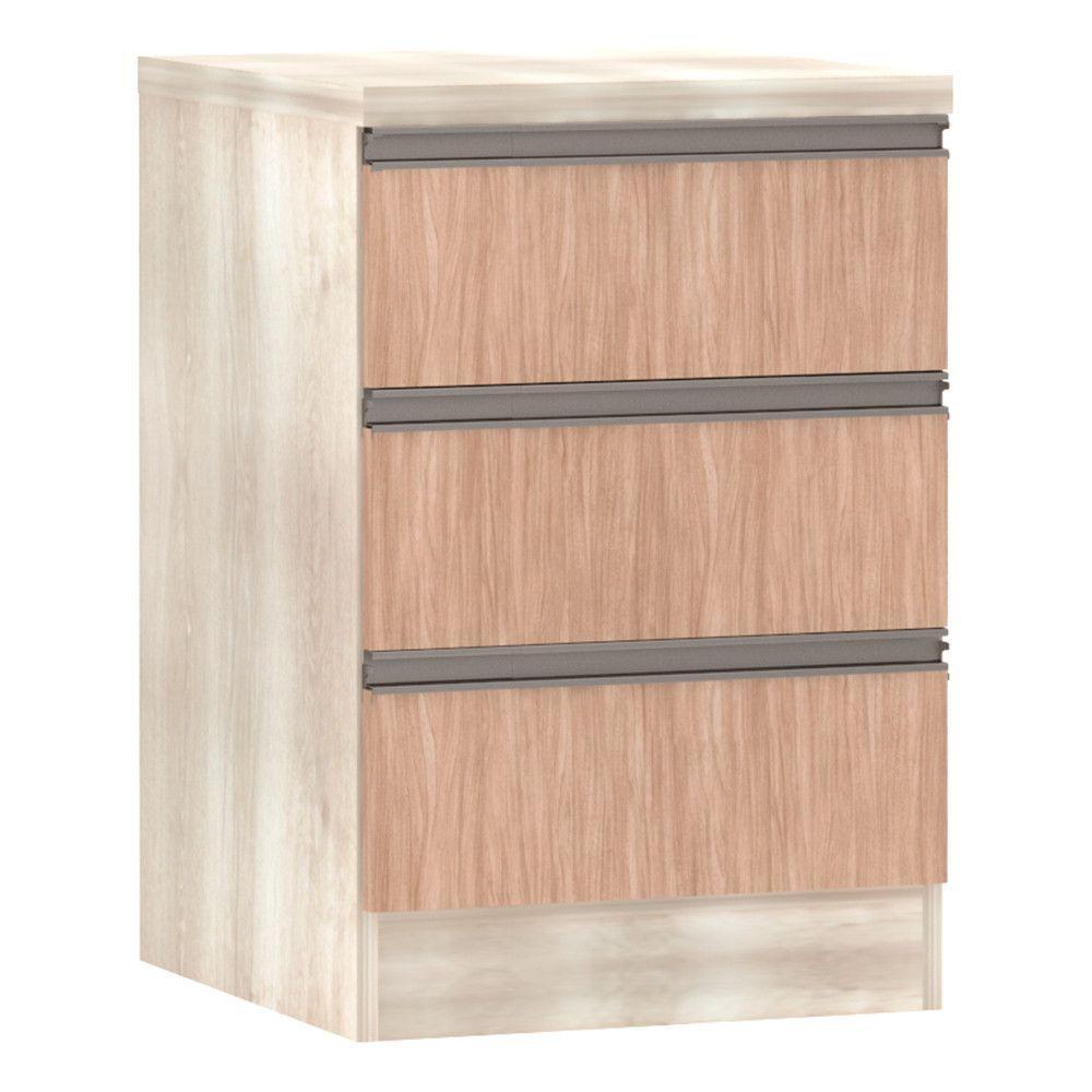 Mesa De Cabeceira 3 Gavetas 40Cm Estrutura Legno Crema Prime - 1