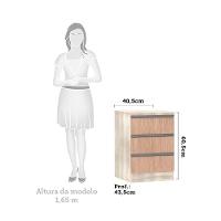 Mesa De Cabeceira 3 Gavetas 40Cm Estrutura Legno Crema Prime - 2