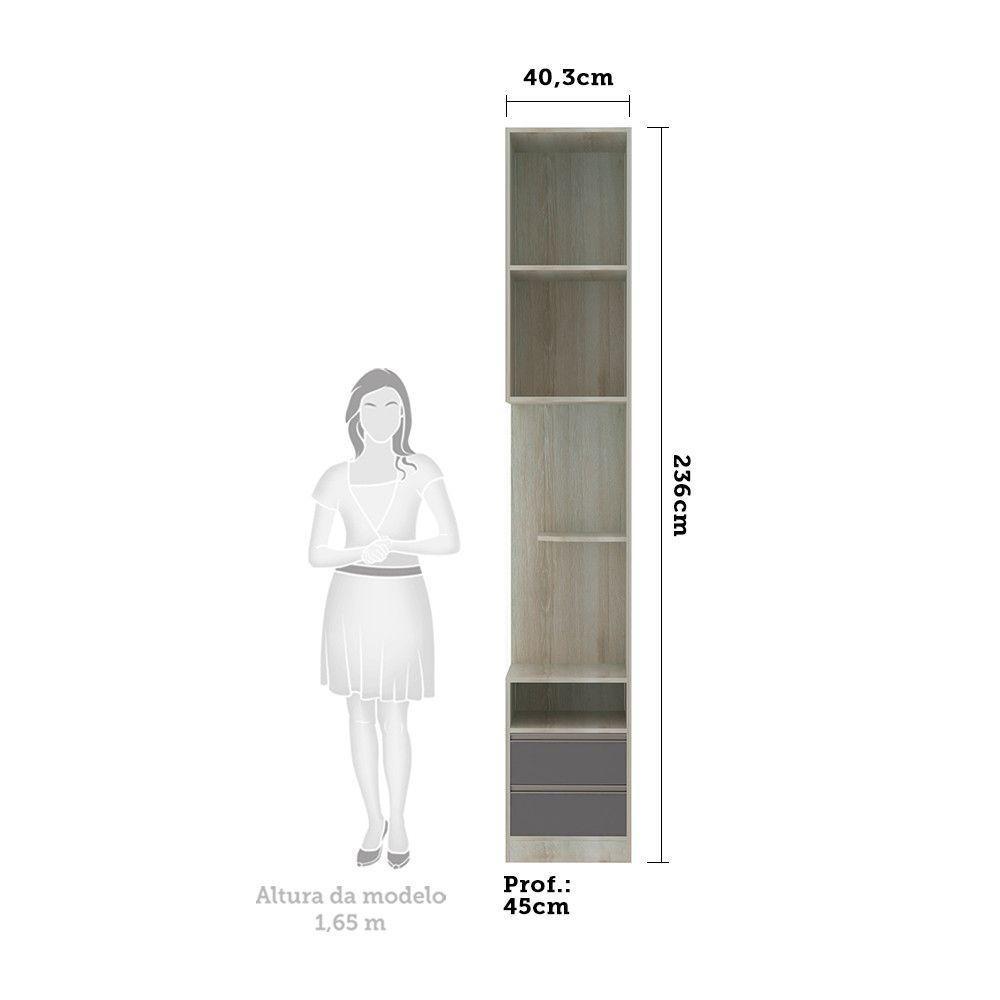 Mesa De Cabeceira Direito 2 Gavetas Prime Plus Cinza Puro - 2