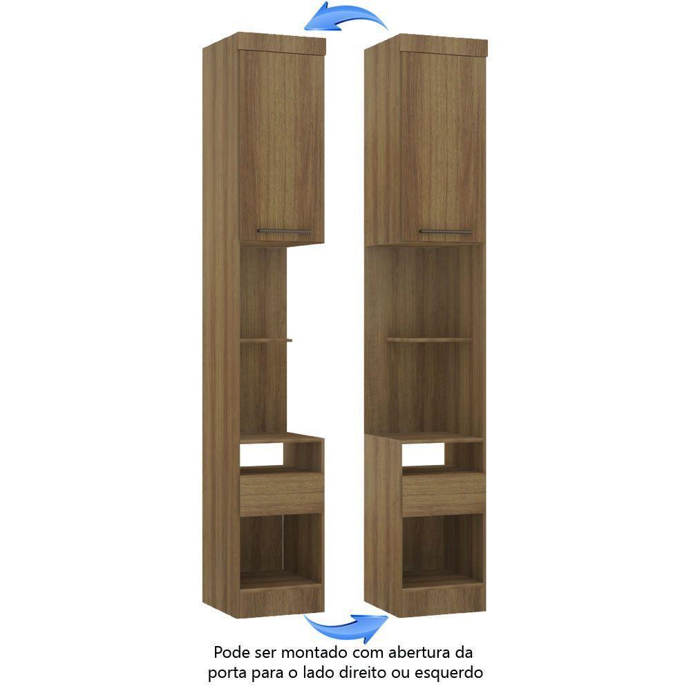 Mesa De Cabeceira Alta 38cm 1 Porta E 1 Gaveta Paris Luciane Móveis Avelã Pf Com Avelã Pf - 5