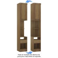 Mesa De Cabeceira Alta 38cm 1 Porta E 1 Gaveta Paris Luciane Móveis Avelã Pf Com Avelã Pf - 9