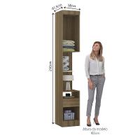 Mesa De Cabeceira Alta 38cm 1 Porta E 1 Gaveta Paris Luciane Móveis Avelã Pf Com Avelã Pf - 11