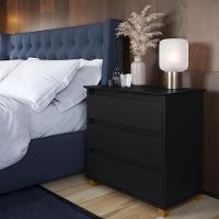 Mesa De Cabeceira Quarto Mini Cômoda 3 Gavetas Preto - 1