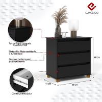 Mesa De Cabeceira Quarto Mini Cômoda 3 Gavetas Preto - 2